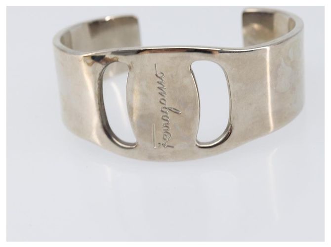 Salvatore Ferragamo Bangle Metal 2 Set Silver Black Auth SW2865 Nero Argento - vista 7