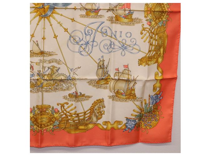 Hermès HERMES Carré 90 Seidentuch "VOILES DE LUMIERE" Orange Auth ki6854 - Ansicht 10