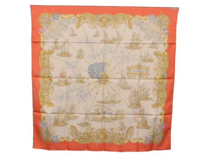 Hermès HERMES Carré 90 Seidentuch "VOILES DE LUMIERE" Orange Auth ki6854 - Ansicht 15