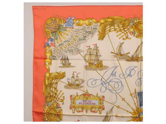 Hermès HERMES Carré 90 Seidentuch "VOILES DE LUMIERE" Orange Auth ki6854 - Ansicht 2