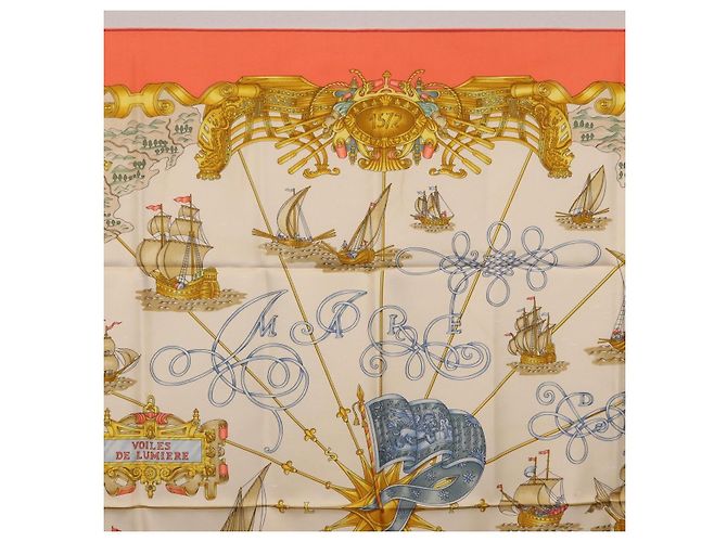 Hermès HERMES Carré 90 Seidentuch "VOILES DE LUMIERE" Orange Auth ki6854 - Ansicht 3