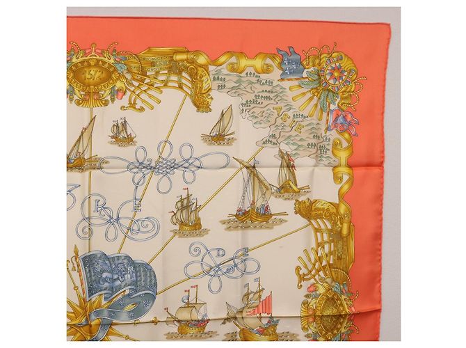 Hermès HERMES Carré 90 Seidentuch "VOILES DE LUMIERE" Orange Auth ki6854 - Ansicht 4