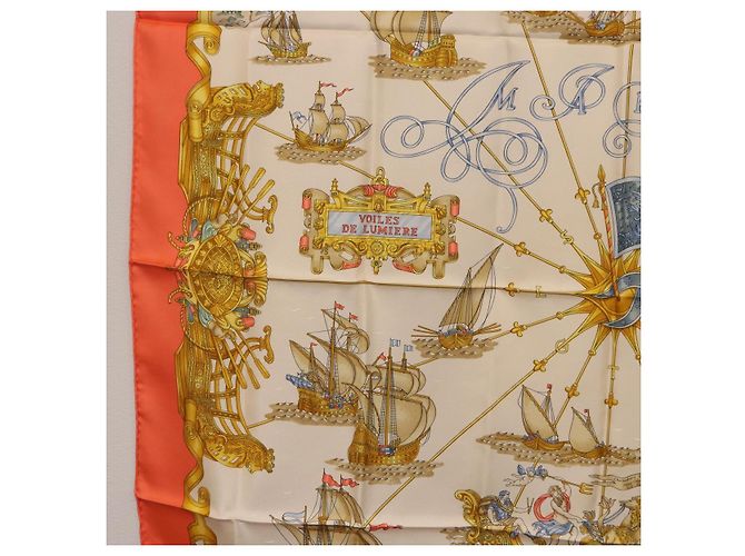 Hermès HERMES Carré 90 Seidentuch "VOILES DE LUMIERE" Orange Auth ki6854 - Ansicht 5