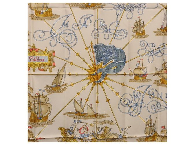 Hermès HERMES Carré 90 Seidentuch "VOILES DE LUMIERE" Orange Auth ki6854 - Ansicht 6