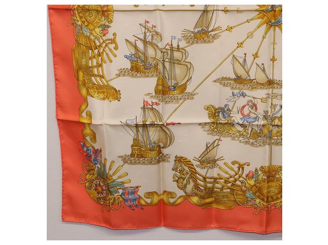 Hermès HERMES Carré 90 Seidentuch "VOILES DE LUMIERE" Orange Auth ki6854 - Ansicht 8