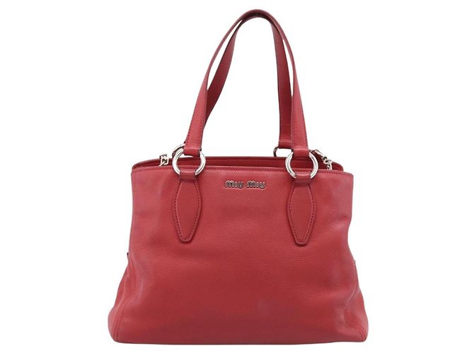 Borsa a mano Miu Miu in pelle 2way rossa argento Auth 167615M Rosso - vista 13
