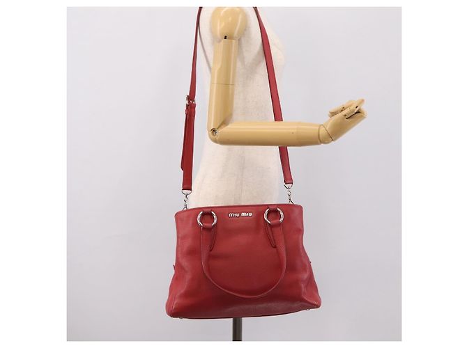 Borsa a mano Miu Miu in pelle 2way rossa argento Auth 167615M Rosso - vista 30