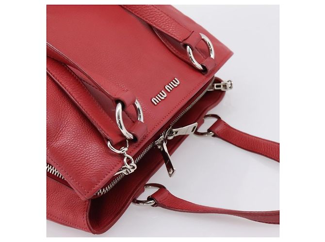 Borsa a mano Miu Miu in pelle 2way rossa argento Auth 167615M Rosso - vista 6