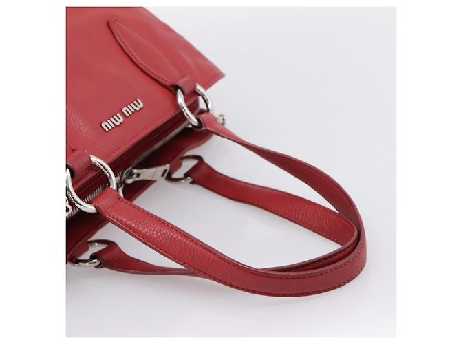 Borsa a mano Miu Miu in pelle 2way rossa argento Auth 167615M Rosso - vista 7