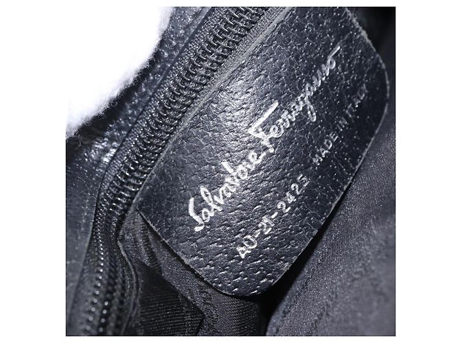 Borsa Tote Salvatore Ferragamo Gancini Canvas Black Silver Auth 204386 Nero Argento - vista 12