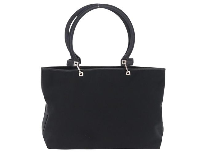 Borsa Tote Salvatore Ferragamo Gancini Canvas Black Silver Auth 204386 Nero Argento - vista 2
