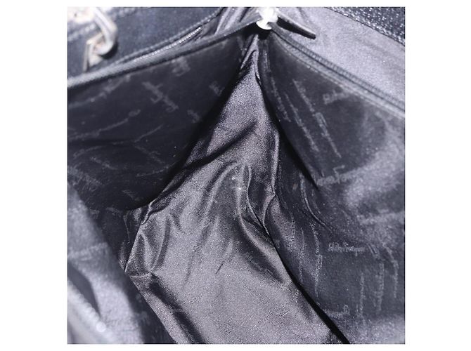 Borsa Tote Salvatore Ferragamo Gancini Canvas Black Silver Auth 204386 Nero Argento - vista 21