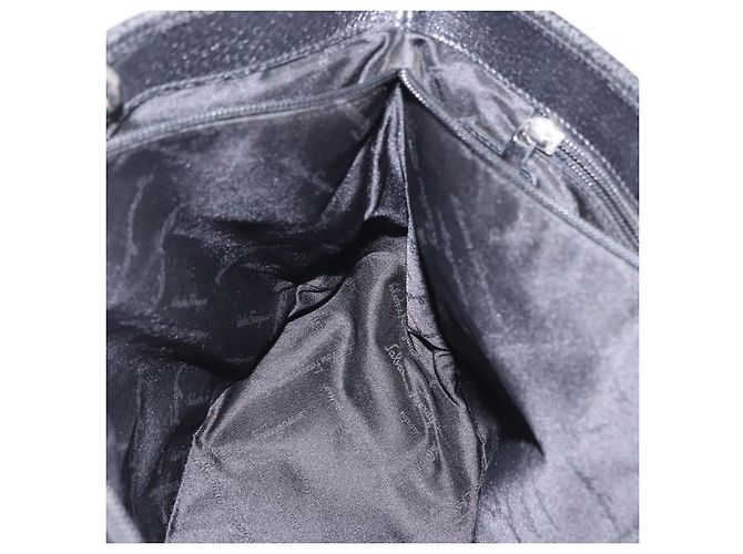 Borsa Tote Salvatore Ferragamo Gancini Canvas Black Silver Auth 204386 Nero Argento - vista 22