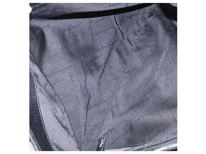 Borsa Tote Salvatore Ferragamo Gancini Canvas Black Silver Auth 204386 Nero Argento - vista 23