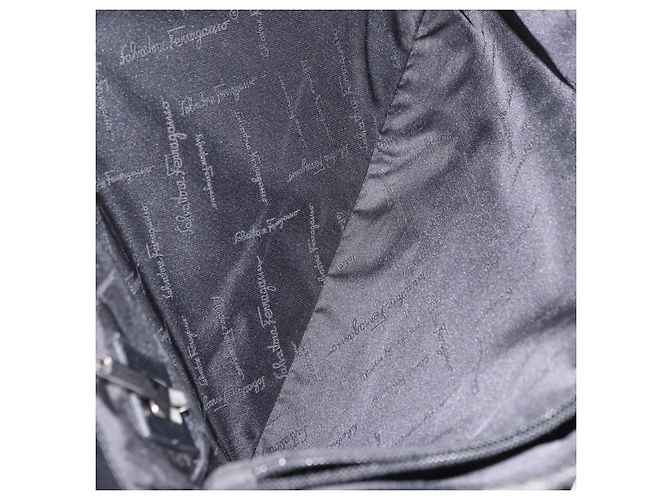 Borsa Tote Salvatore Ferragamo Gancini Canvas Black Silver Auth 204386 Nero Argento - vista 24
