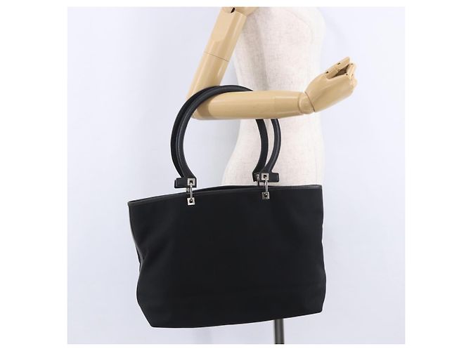 Borsa Tote Salvatore Ferragamo Gancini Canvas Black Silver Auth 204386 Nero Argento - vista 27