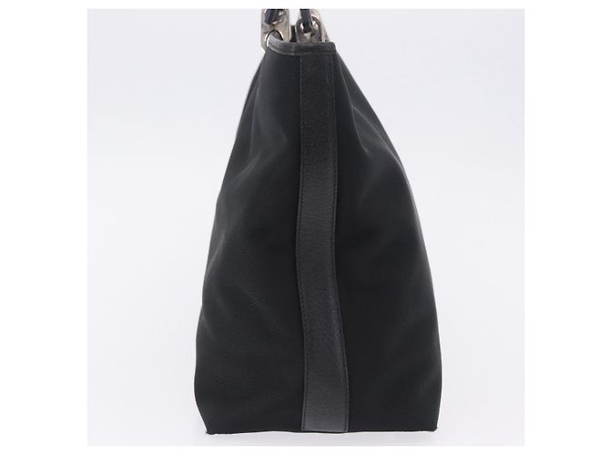 Borsa Tote Salvatore Ferragamo Gancini Canvas Black Silver Auth 204386 Nero Argento - vista 3