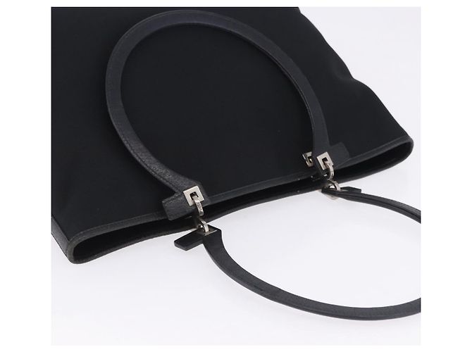 Borsa Tote Salvatore Ferragamo Gancini Canvas Black Silver Auth 204386 Nero Argento - vista 7