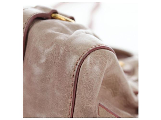 Borsa a mano Miu Miu in pelle 2way Beige Tono Oro Auth 167601V - vista 18