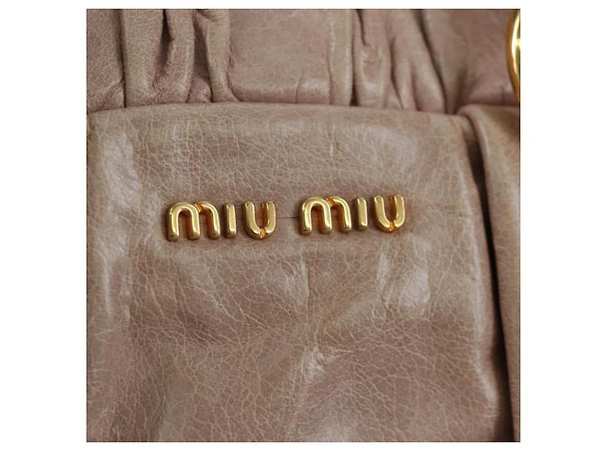 Borsa a mano Miu Miu in pelle 2way Beige Tono Oro Auth 167601V - vista 21