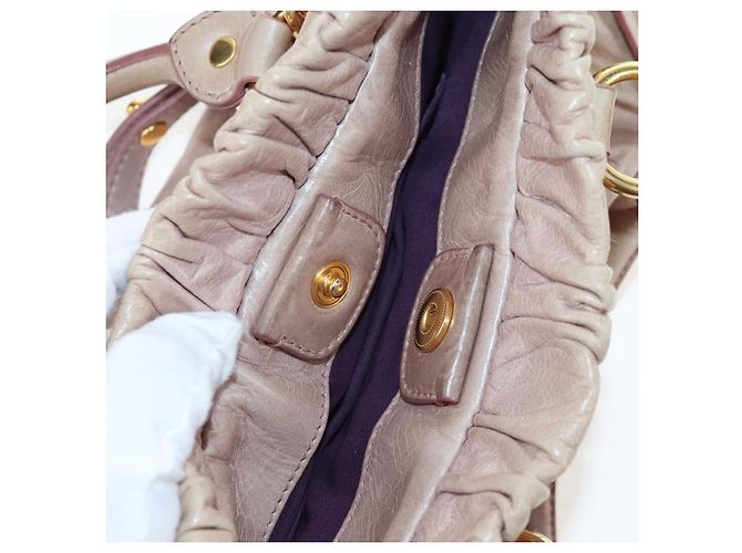 Borsa a mano Miu Miu in pelle 2way Beige Tono Oro Auth 167601V - vista 22