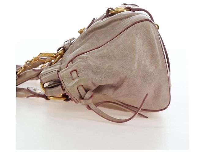 Borsa a mano Miu Miu in pelle 2way Beige Tono Oro Auth 167601V - vista 3