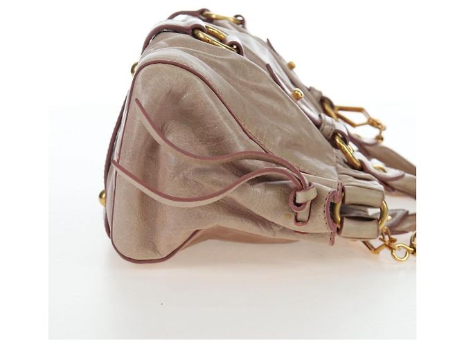 Borsa a mano Miu Miu in pelle 2way Beige Tono Oro Auth 167601V - vista 4