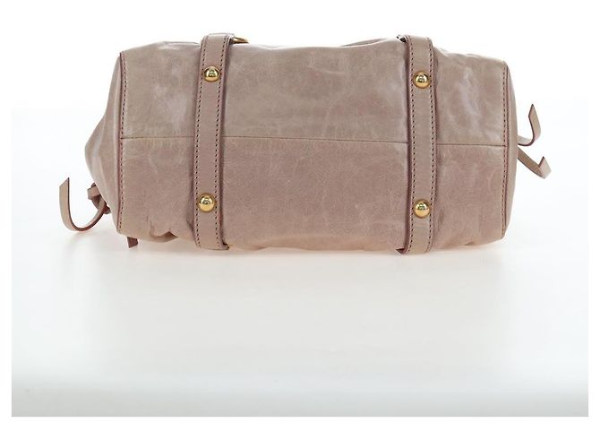 Borsa a mano Miu Miu in pelle 2way Beige Tono Oro Auth 167601V - vista 5