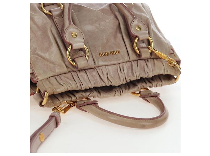 Borsa a mano Miu Miu in pelle 2way Beige Tono Oro Auth 167601V - vista 6