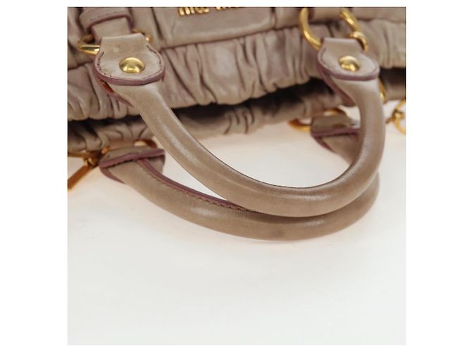 Borsa a mano Miu Miu in pelle 2way Beige Tono Oro Auth 167601V - vista 7