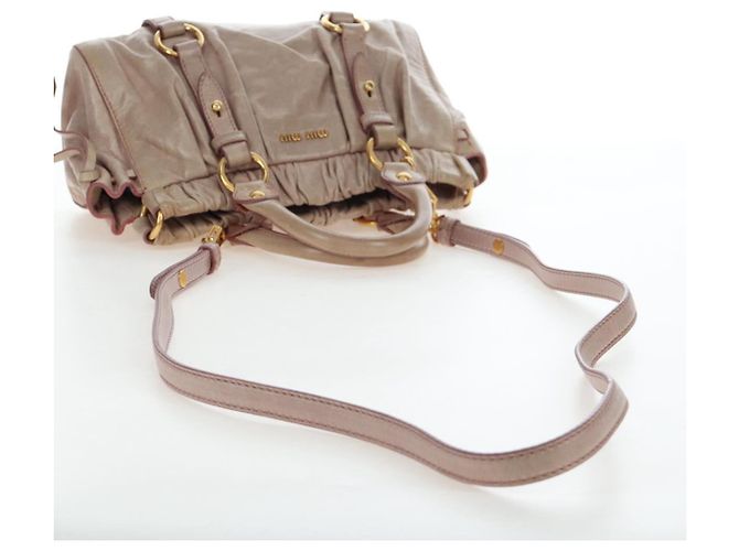 Borsa a mano Miu Miu in pelle 2way Beige Tono Oro Auth 167601V - vista 8