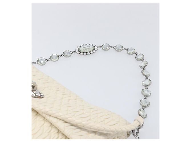 Borsa a tracolla Miu Miu Matelassé con catena in pelle 2way White Silver Auth 202695A Argento Bianco - vista 15
