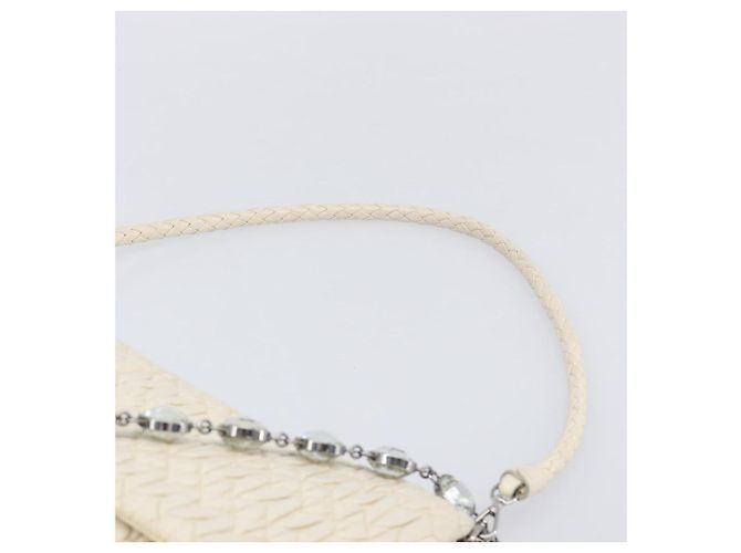 Borsa a tracolla Miu Miu Matelassé con catena in pelle 2way White Silver Auth 202695A Argento Bianco - vista 16