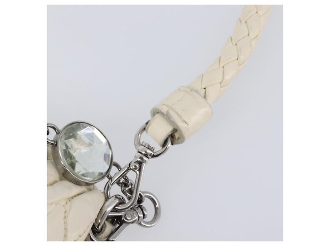 Borsa a tracolla Miu Miu Matelassé con catena in pelle 2way White Silver Auth 202695A Argento Bianco - vista 17