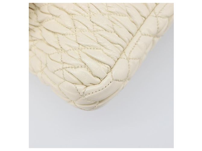 Borsa a tracolla Miu Miu Matelassé con catena in pelle 2way White Silver Auth 202695A Argento Bianco - vista 21