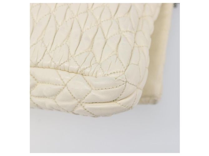 Borsa a tracolla Miu Miu Matelassé con catena in pelle 2way White Silver Auth 202695A Argento Bianco - vista 22