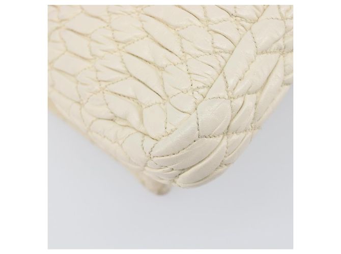Borsa a tracolla Miu Miu Matelassé con catena in pelle 2way White Silver Auth 202695A Argento Bianco - vista 23