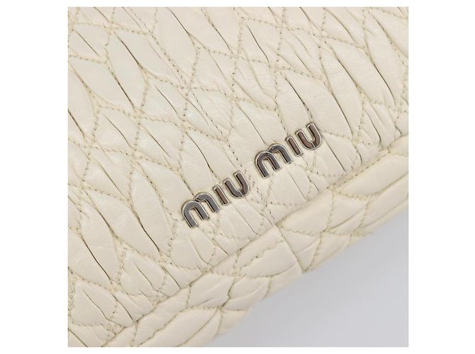 Borsa a tracolla Miu Miu Matelassé con catena in pelle 2way White Silver Auth 202695A Argento Bianco - vista 24