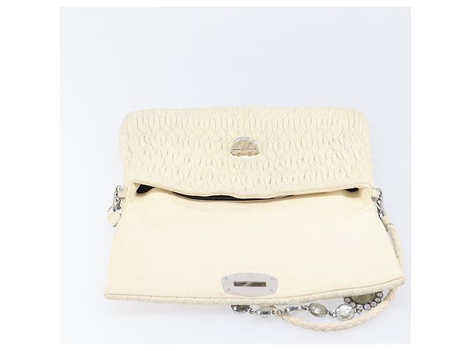 Borsa a tracolla Miu Miu Matelassé con catena in pelle 2way White Silver Auth 202695A Argento Bianco - vista 26