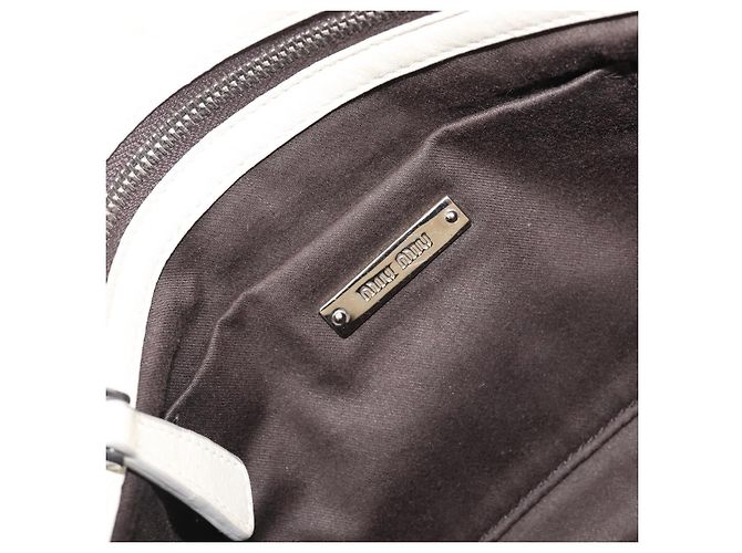 Borsa a tracolla Miu Miu Matelassé con catena in pelle 2way White Silver Auth 202695A Argento Bianco - vista 28