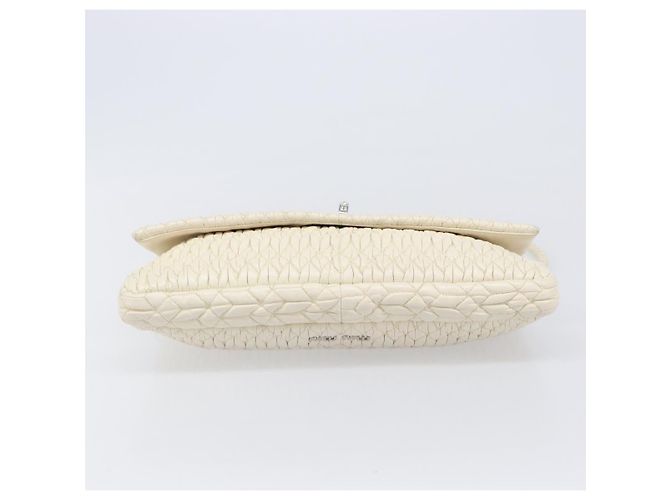 Borsa a tracolla Miu Miu Matelassé con catena in pelle 2way White Silver Auth 202695A Argento Bianco - vista 5