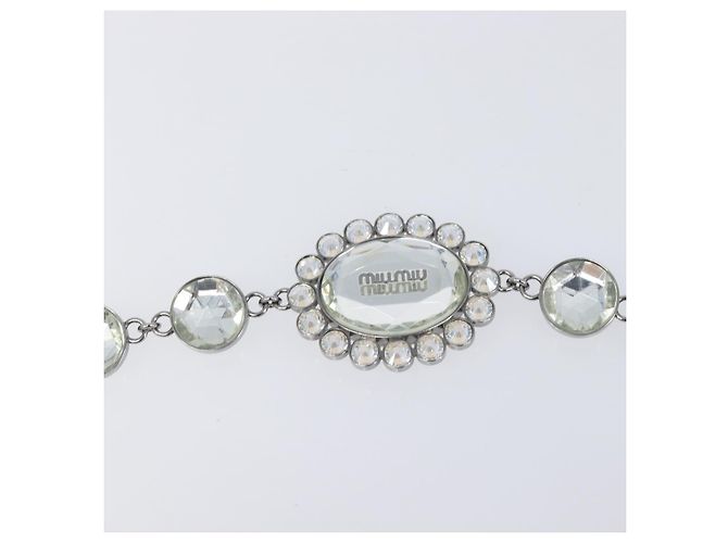 Borsa a tracolla Miu Miu Matelassé con catena in pelle 2way White Silver Auth 202695A Argento Bianco - vista 8
