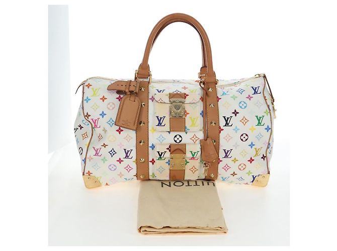 Borsa LOUIS VUITTON Monogram Multicolor Keepall 45 White M92641 LV Auth 204053V Bianco - vista 12
