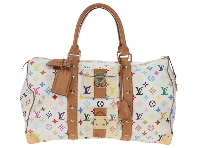Borsa LOUIS VUITTON Monogram Multicolor Keepall 45 White M92641 LV Auth 204053V Bianco - vista 13