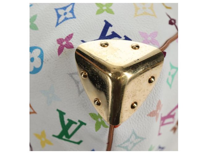 Borsa LOUIS VUITTON Monogram Multicolor Keepall 45 White M92641 LV Auth 204053V Bianco - vista 15