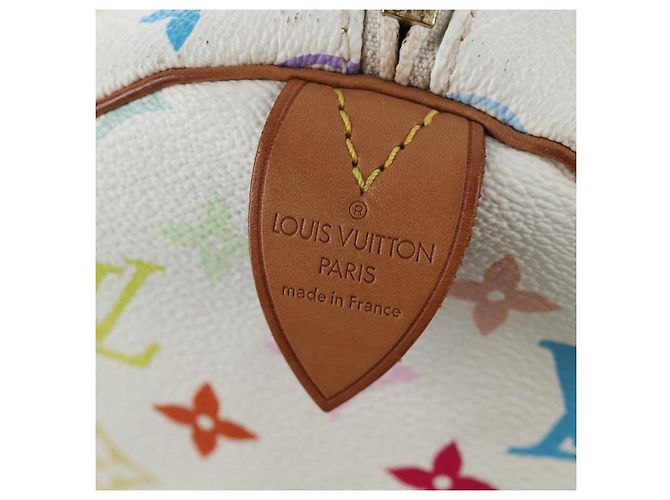 Borsa LOUIS VUITTON Monogram Multicolor Keepall 45 White M92641 LV Auth 204053V Bianco - vista 18