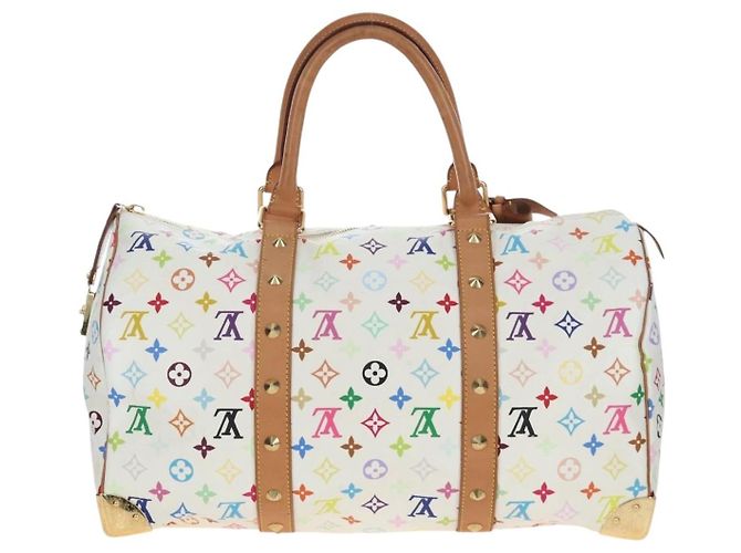 Borsa LOUIS VUITTON Monogram Multicolor Keepall 45 White M92641 LV Auth 204053V Bianco - vista 2