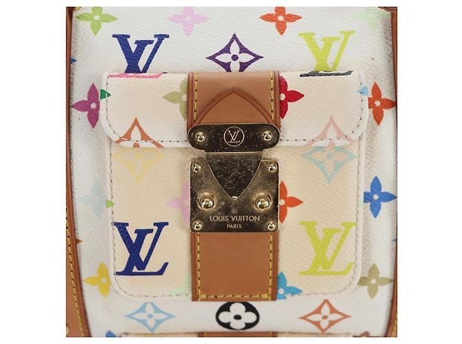 Borsa LOUIS VUITTON Monogram Multicolor Keepall 45 White M92641 LV Auth 204053V Bianco - vista 23