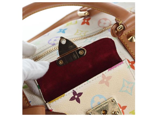 Borsa LOUIS VUITTON Monogram Multicolor Keepall 45 White M92641 LV Auth 204053V Bianco - vista 25