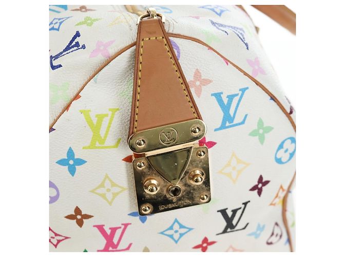 Borsa LOUIS VUITTON Monogram Multicolor Keepall 45 White M92641 LV Auth 204053V Bianco - vista 27